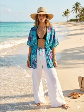 H&M Divided Tropical Feather Blouse • VGUC • Size 2 (XS)